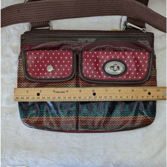 Fossil Key Per Coated Convas Multicolor Crossbody Shoulder Bag - Picture 12 of 13